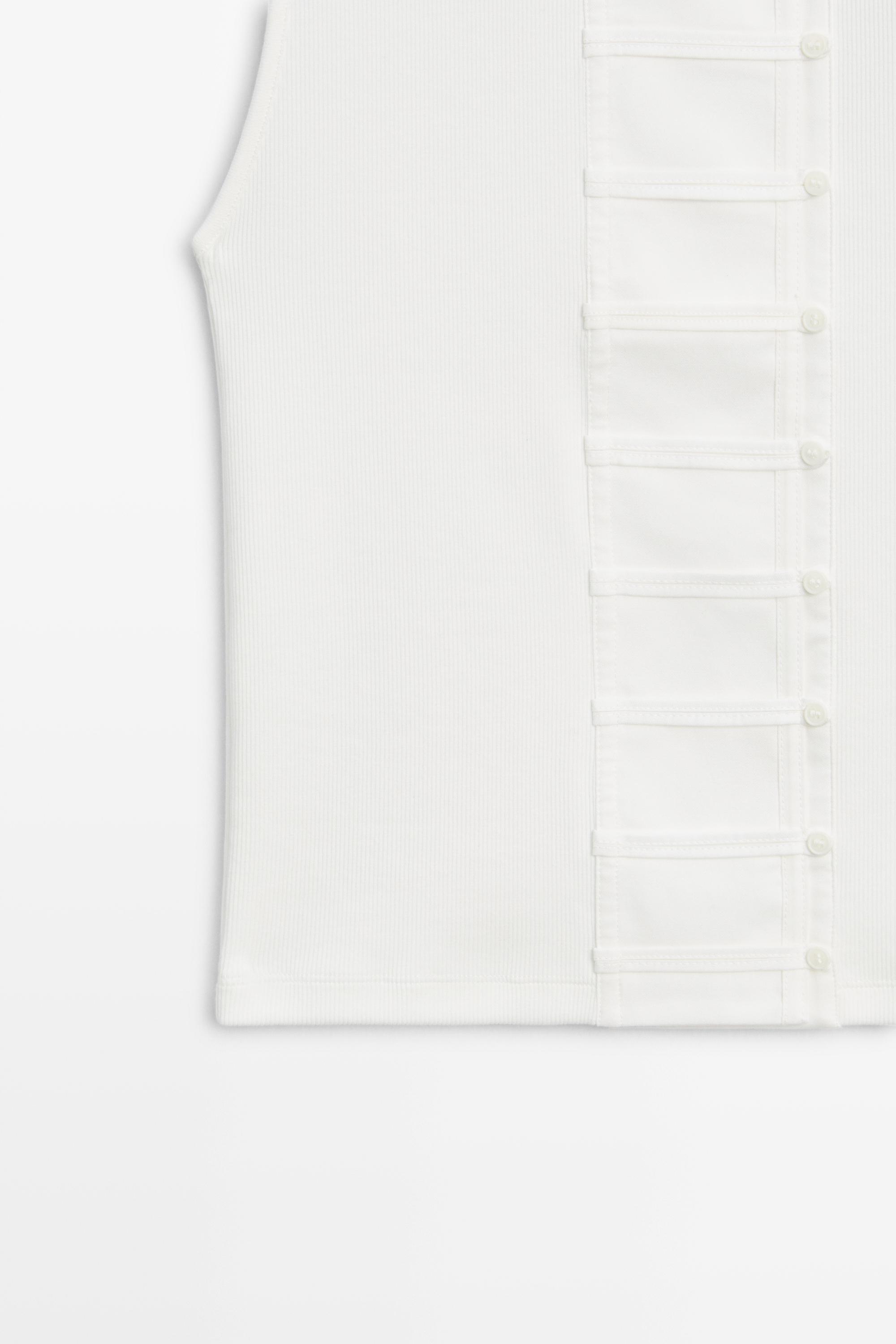 Cotton blend bib detail T-shirt